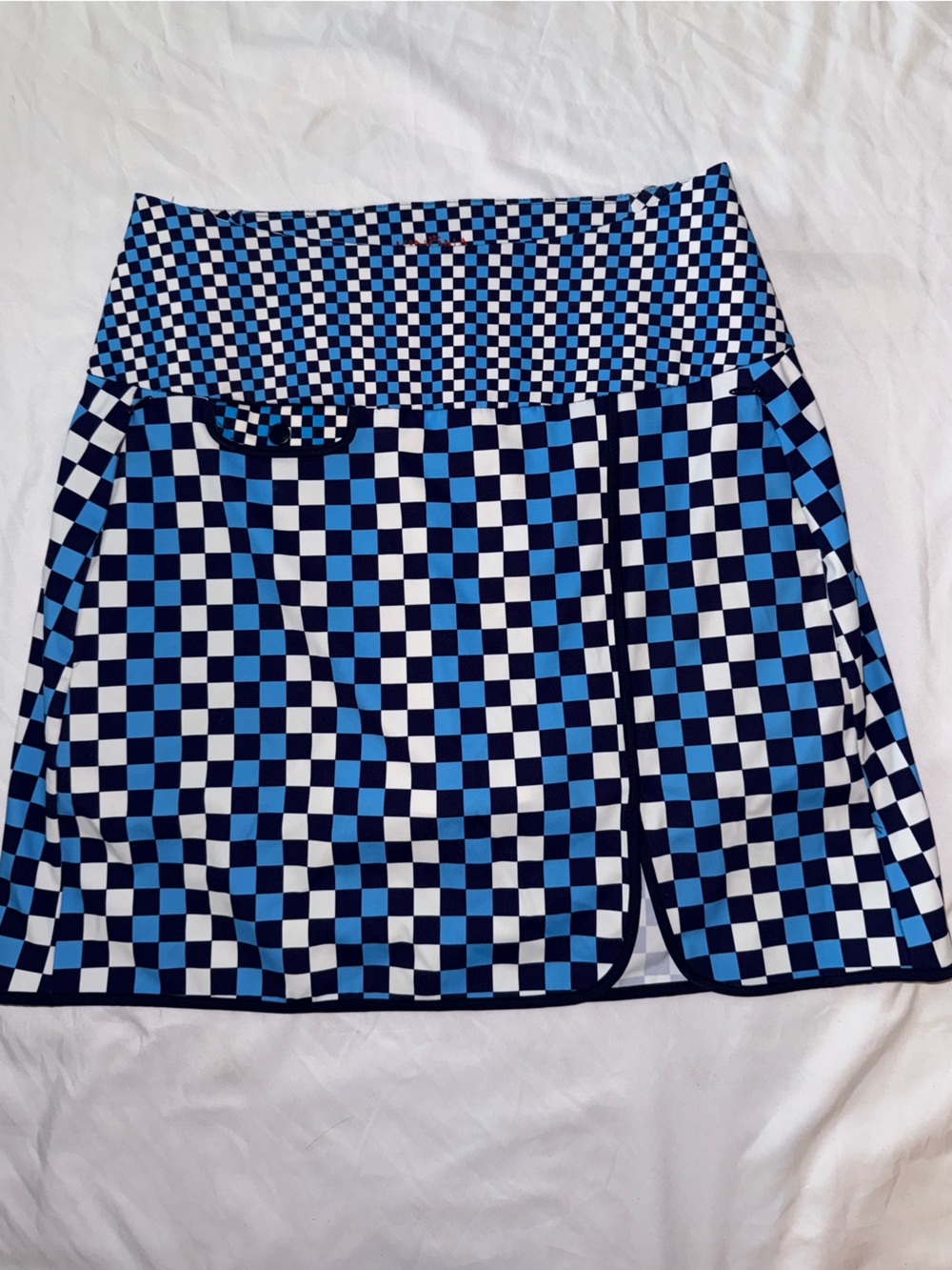 Kinona Blue and White Checkerboard Athletic Skort